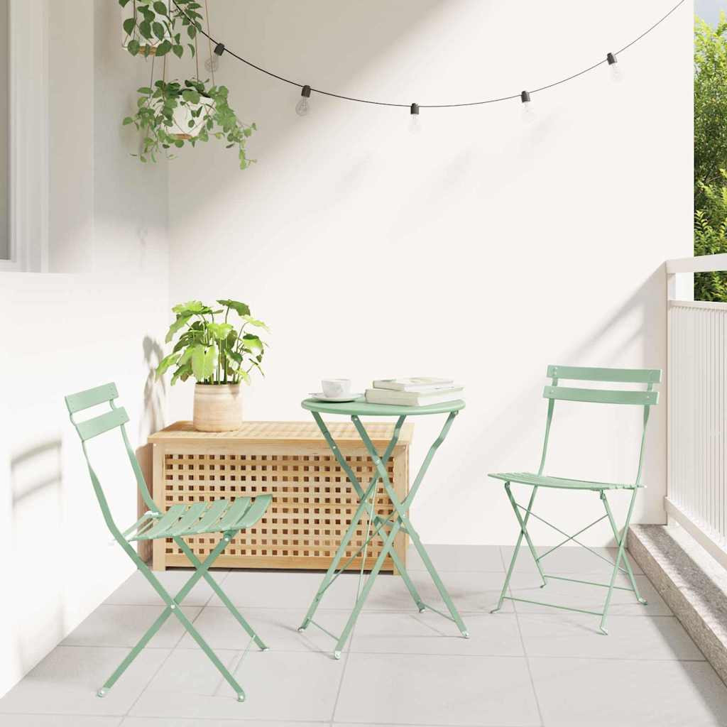 vidaXL Klapp Bistro Set 3 pcs Meerschaumgrün Stahl