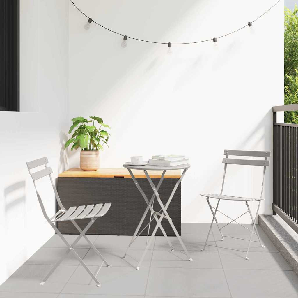 vidaXL Klapp Bistro Set 3 pcs Beige Stahl