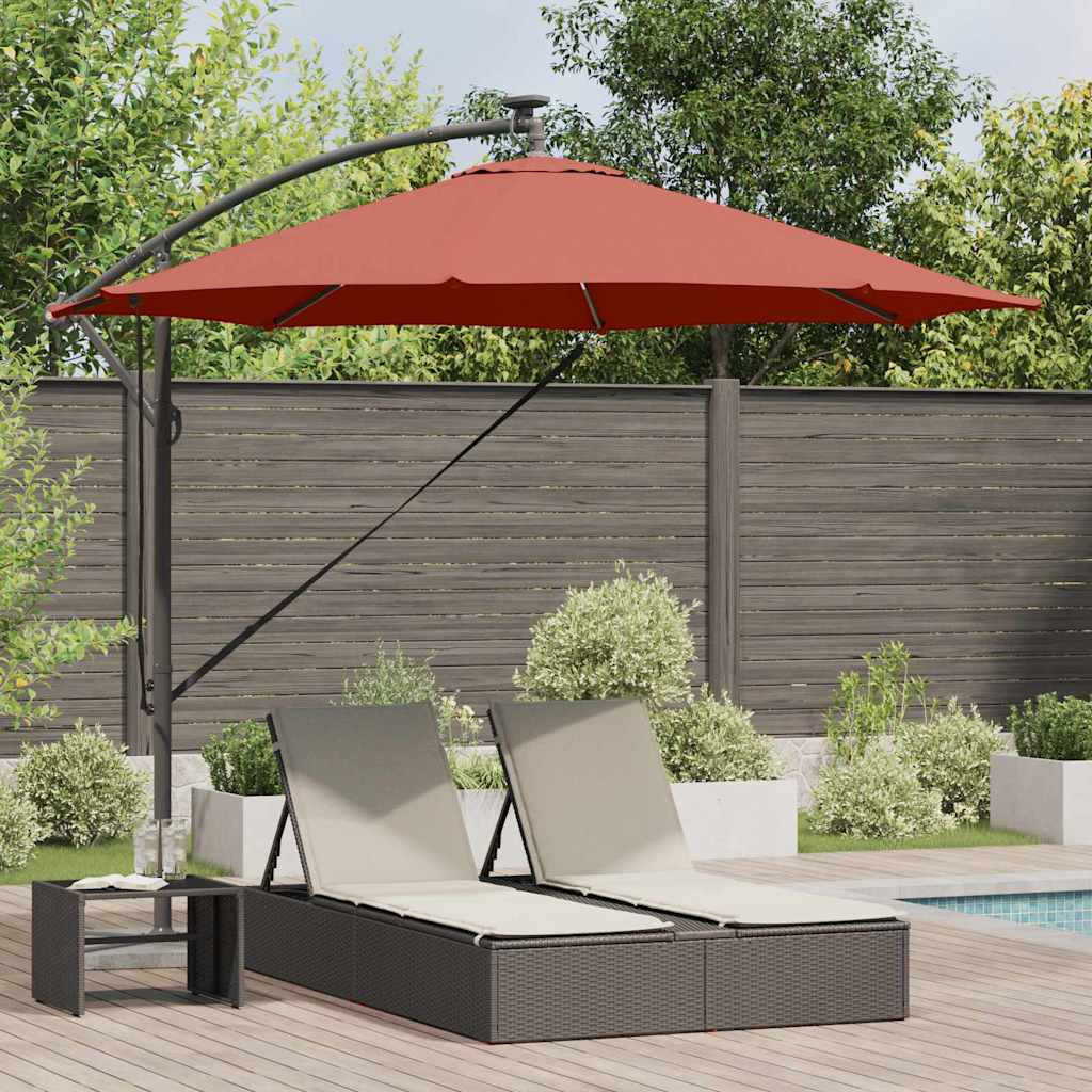 vidaXL Sonnenschirm mit LED-Lichtleisten Terrakotta 294 x 294 x 248 cm