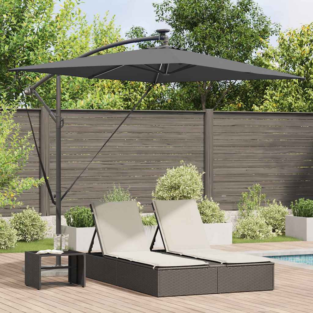 vidaXL Sonnenschirm mit LED-Lichtleisten Anthrazit 294 x 200 x 270 cm