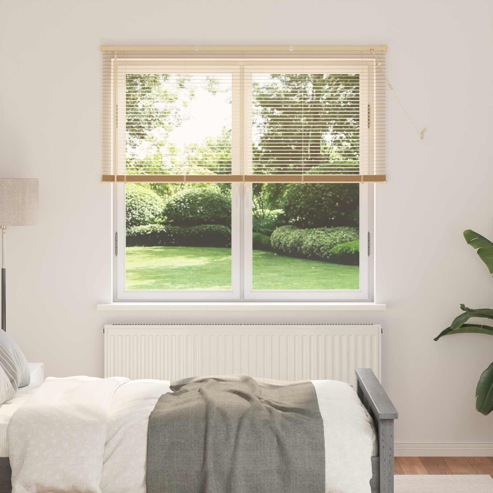 vidaXL Jalousie Hellbraun mit Muster 150 x 130 cm 25 mm PVC
