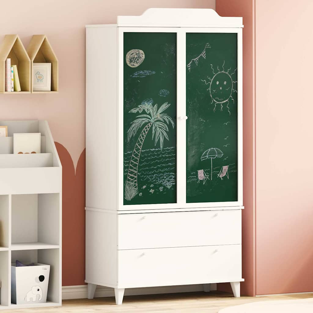 vidaXL Kreidetafel Kleiderschrank mit Tür ROROS Weiß 90 x 45 x 180 cm