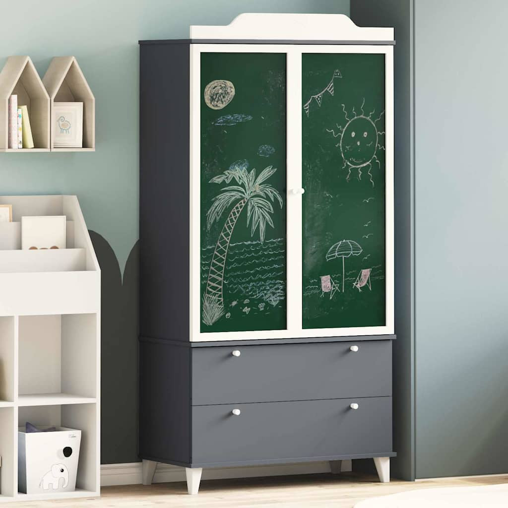 vidaXL Kreidetafel Kleiderschrank ROROS Grau und Weiß 90 x 45 x 180 cm
