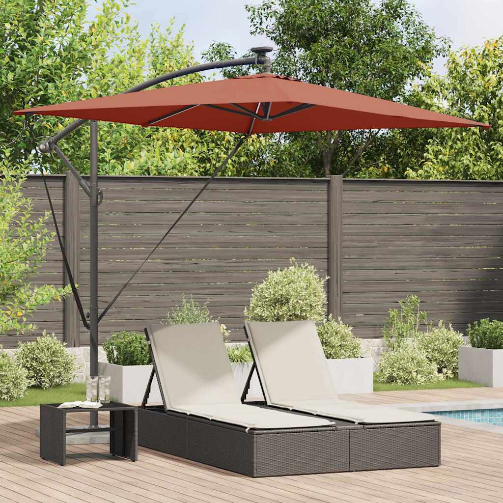 vidaXL Sonnenschirm mit LED-Lichtleisten Terrakotta 294 x 200 x 270 cm