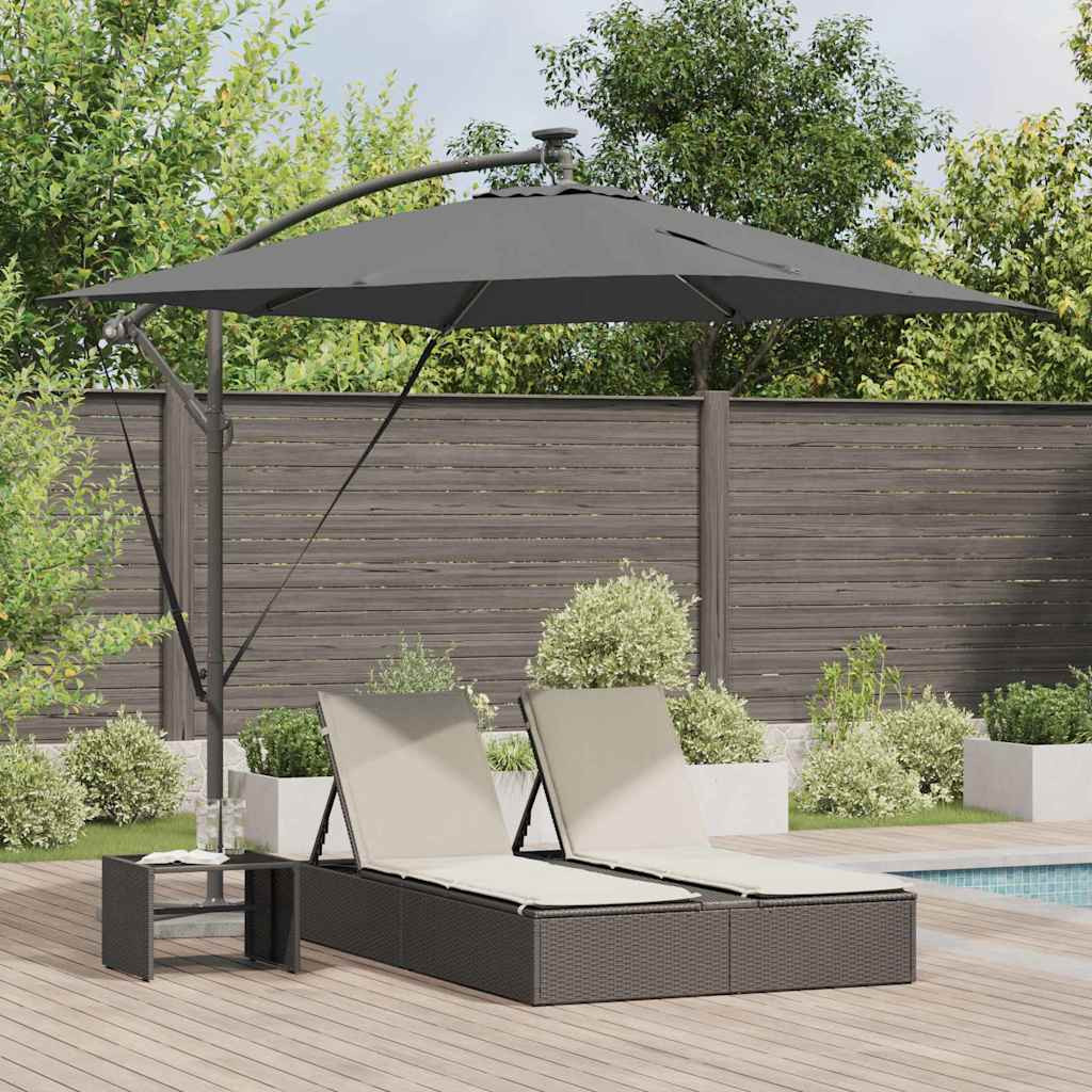 vidaXL Sonnenschirm mit LED-Lichtleisten Anthrazit 249 x 249 x 250 cm