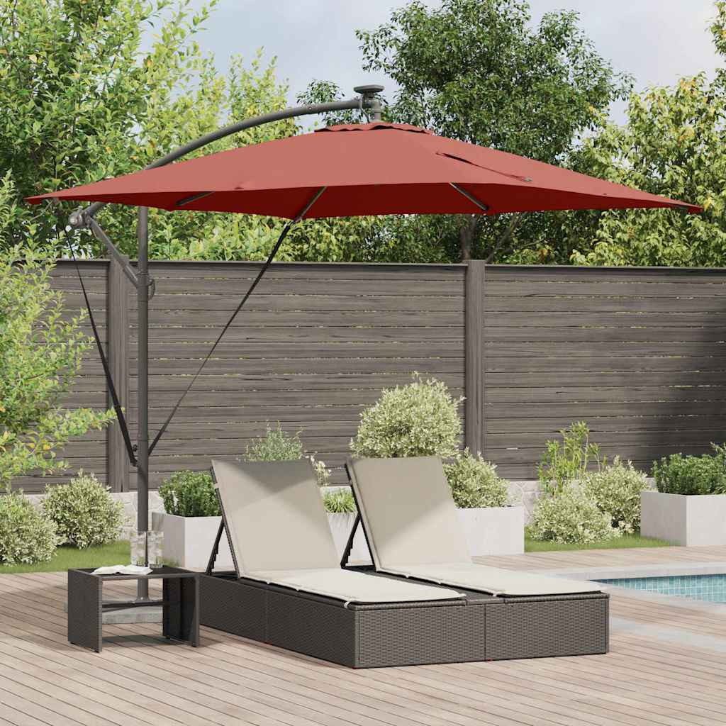 vidaXL Sonnenschirm mit LED-Lichtleisten Terrakotta 249 x 249 x 250 cm
