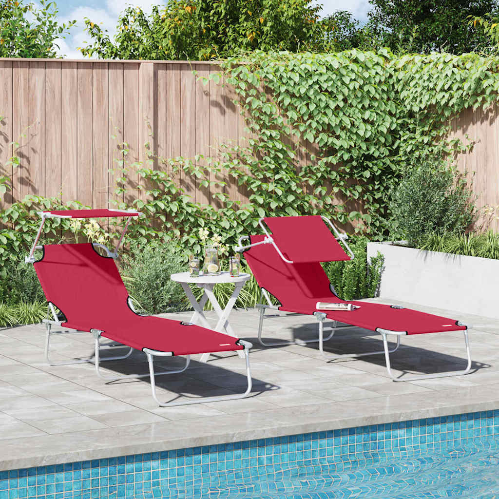 vidaXL Sonnenliege 2 pcs Rot 58 x 188 x 77cm Polyester