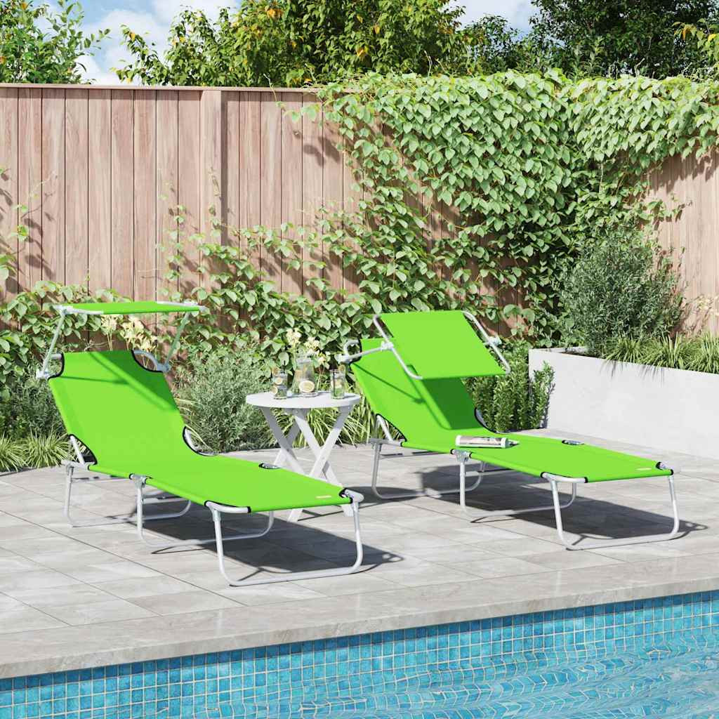 vidaXL Sonnenliege 2 pcs Grün 58 x 188 x 77cm Polyester
