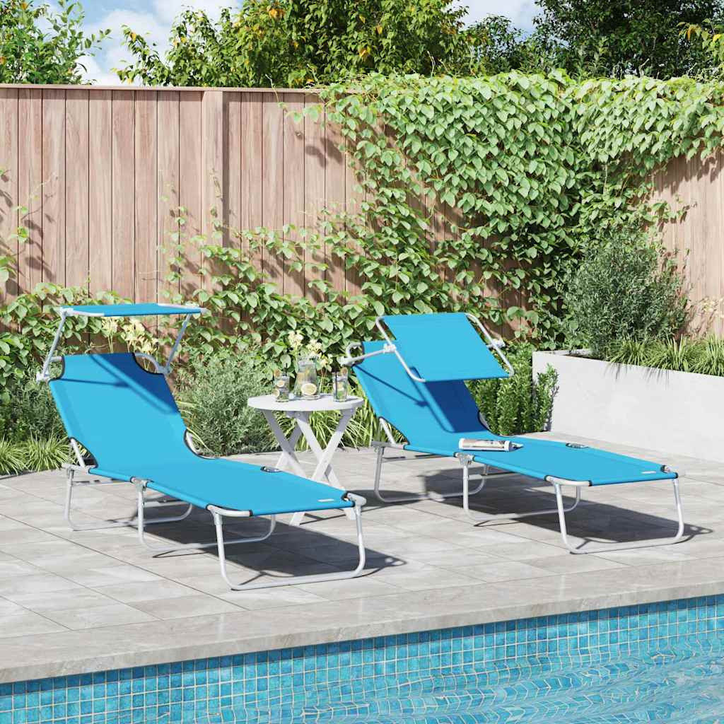 vidaXL Sonnenliege 2 pcs Helles Blau 58 x 188 x 77cm Polyester
