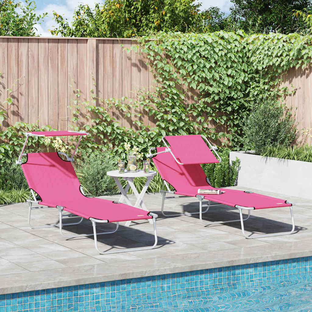 vidaXL Sonnenliege 2 pcs Rosa 58 x 188 x 77cm Polyester