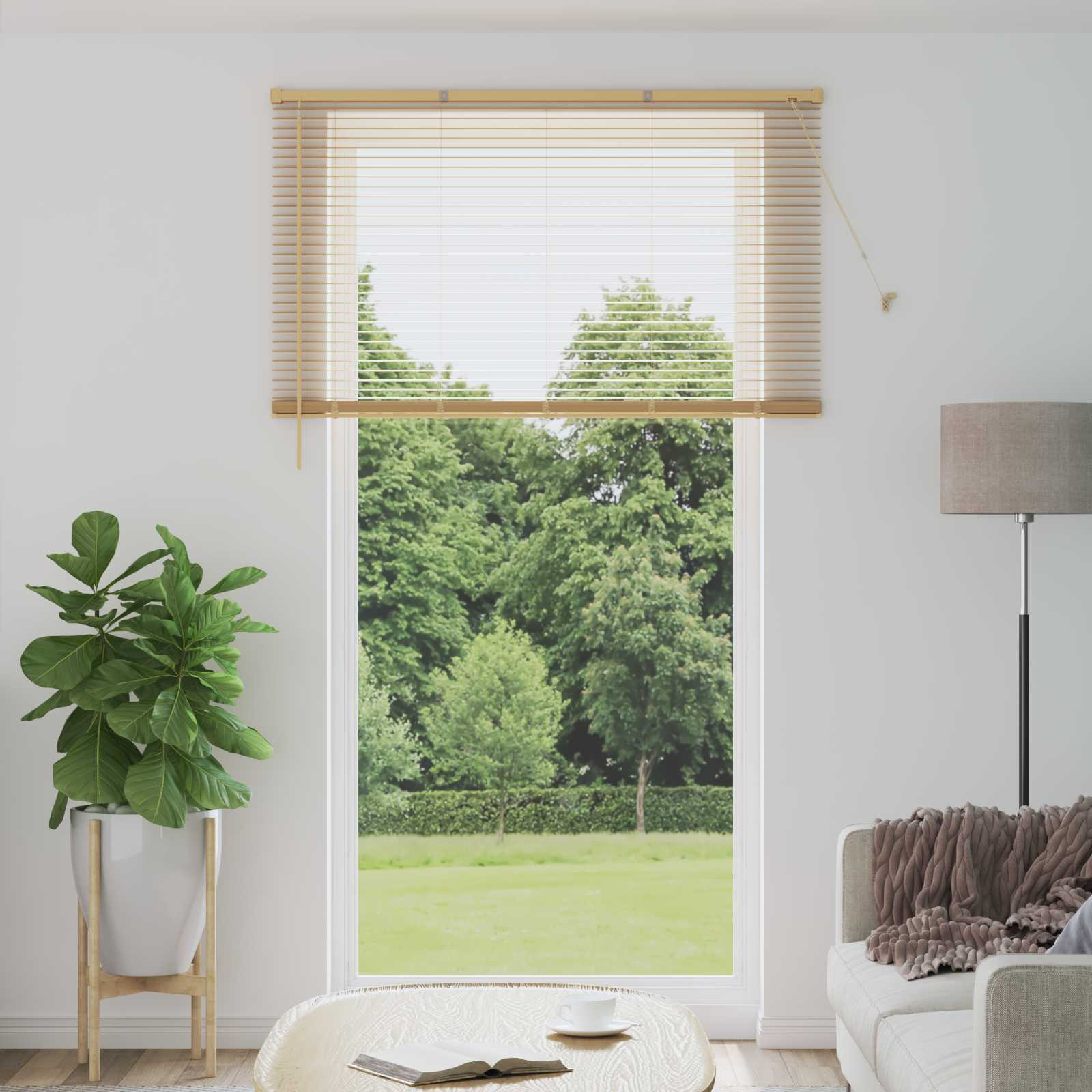 vidaXL Jalousie Hellbraun mit Muster 213 x 140 cm 25 mm PVC