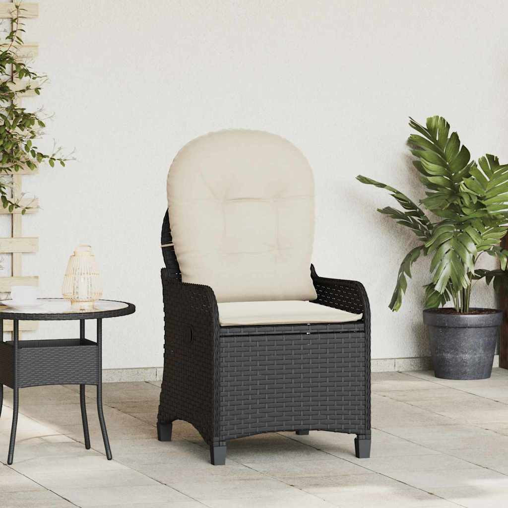vidaXL Liegestuhl mit Kissen Schwarz 56 x 66 x 95 cm Poly-Rattan