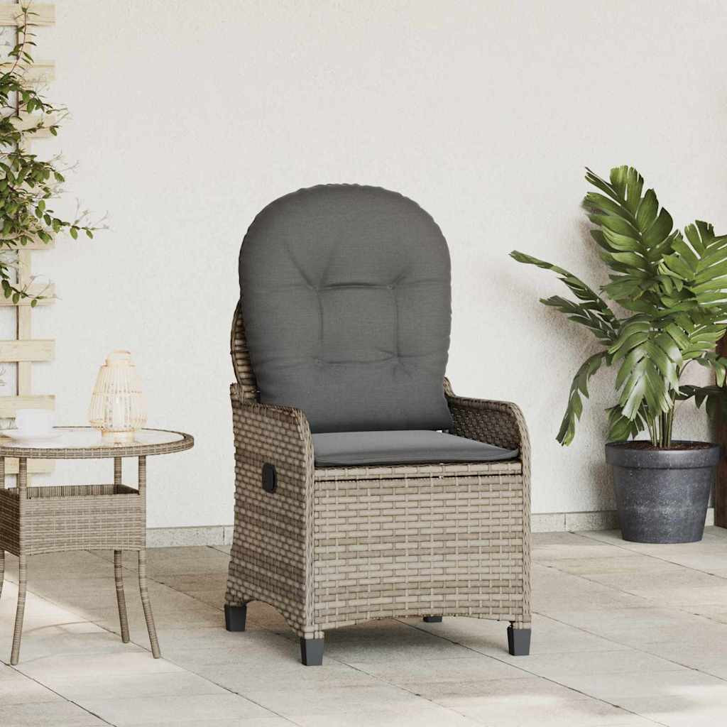 vidaXL Liegestuhl mit Kissen Grau 56 x 66 x 95 cm Poly-Rattan