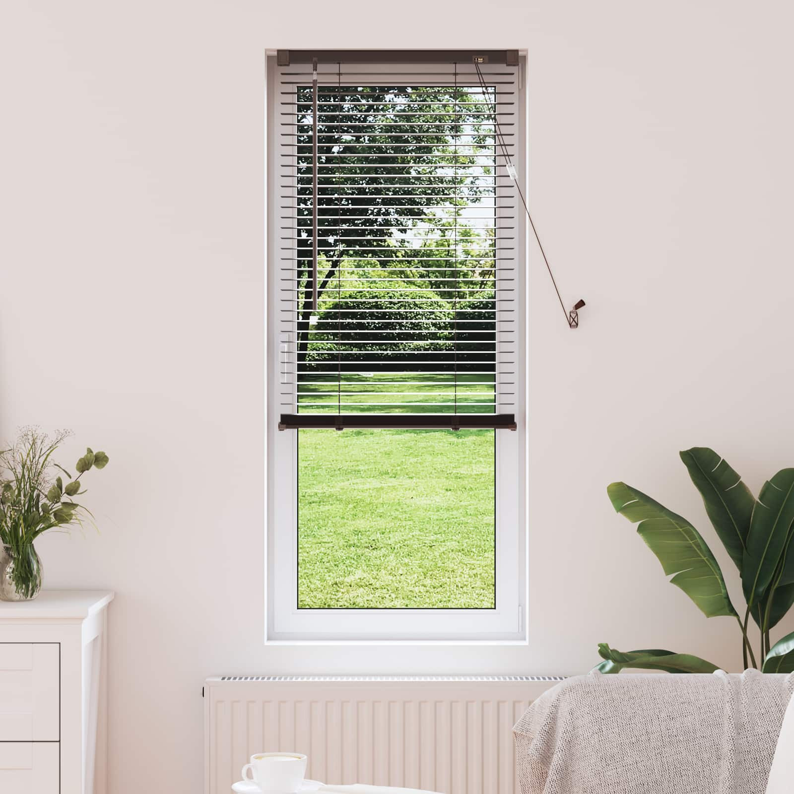 vidaXL Jalousie Dunkelbraun mit Muster 150 x 60 cm 25 mm PVC
