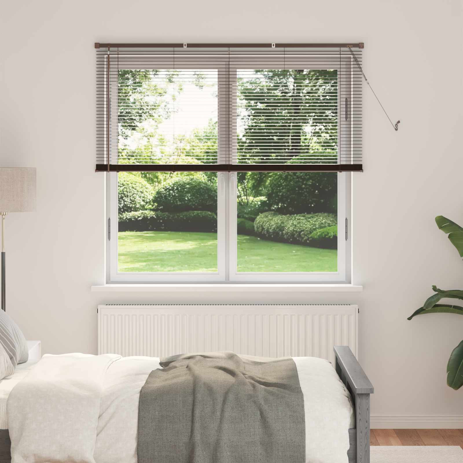 vidaXL Jalousie Dunkelbraun mit Muster 150 x 130 cm 25 mm PVC