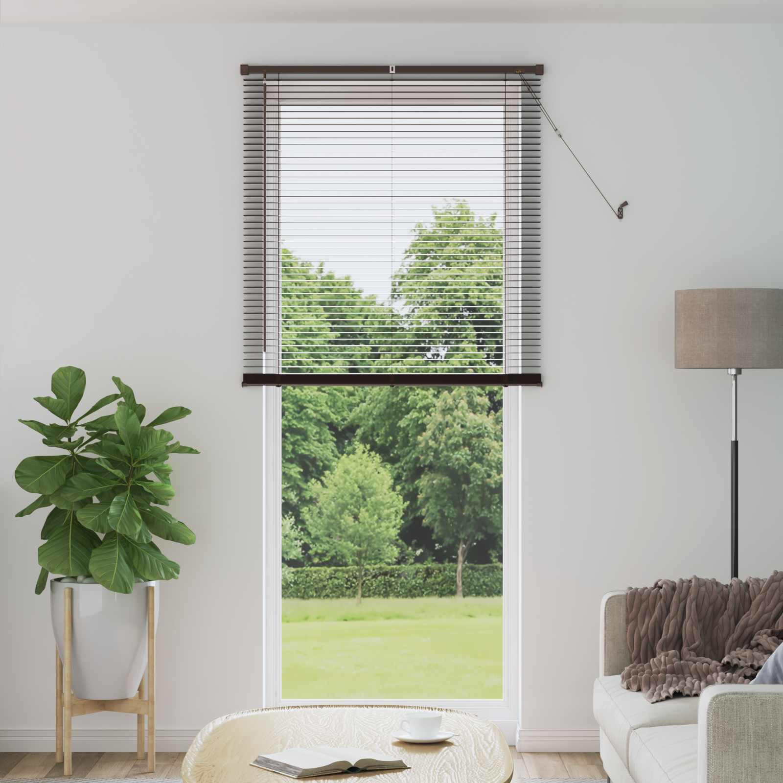 vidaXL Jalousie Dunkelbraun mit Muster 213 x 90 cm 25 mm PVC