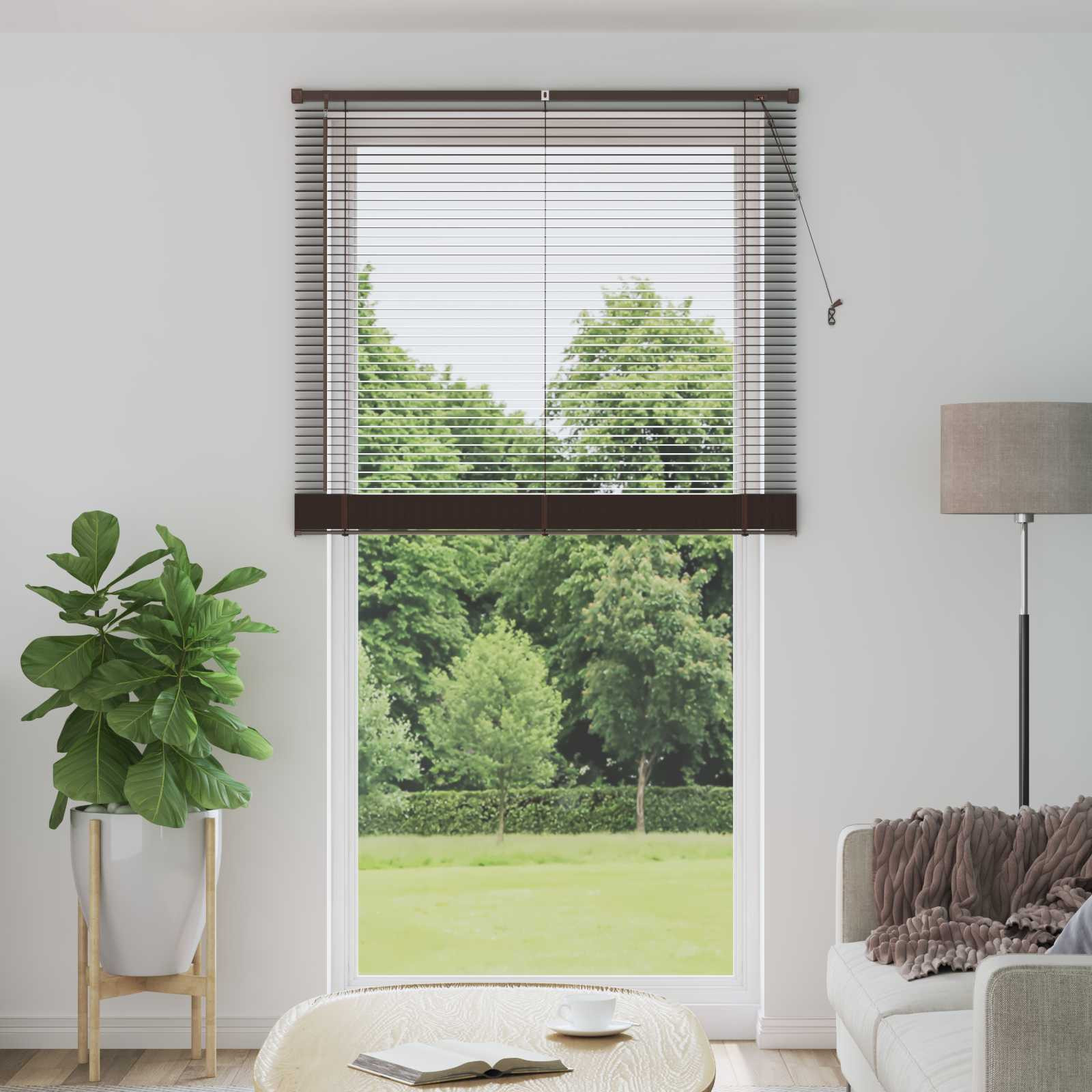 vidaXL Jalousie Dunkelbraun mit Muster 213 x 110 cm 25 mm PVC
