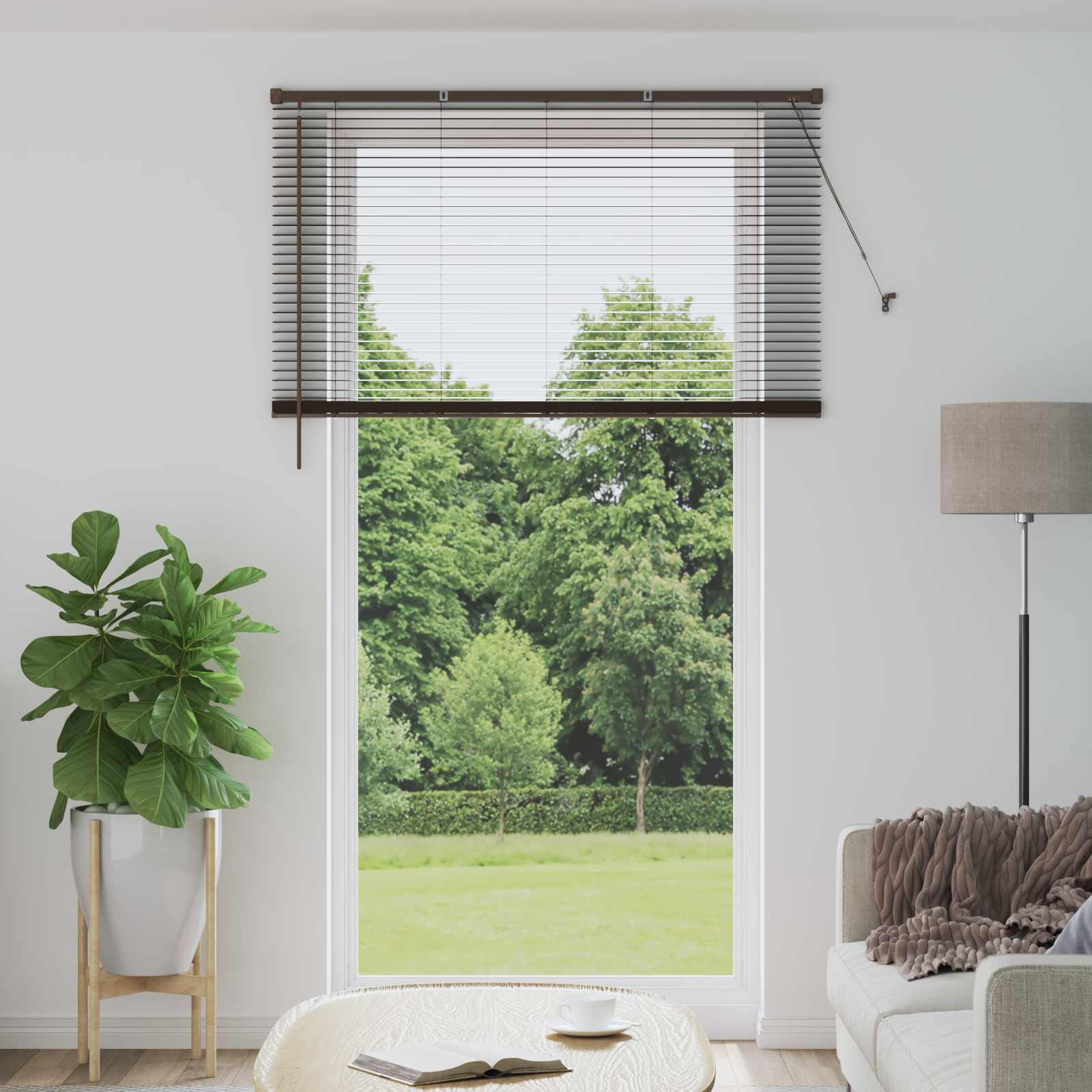 vidaXL Jalousie Dunkelbraun mit Muster 213 x 160 cm 25 mm PVC