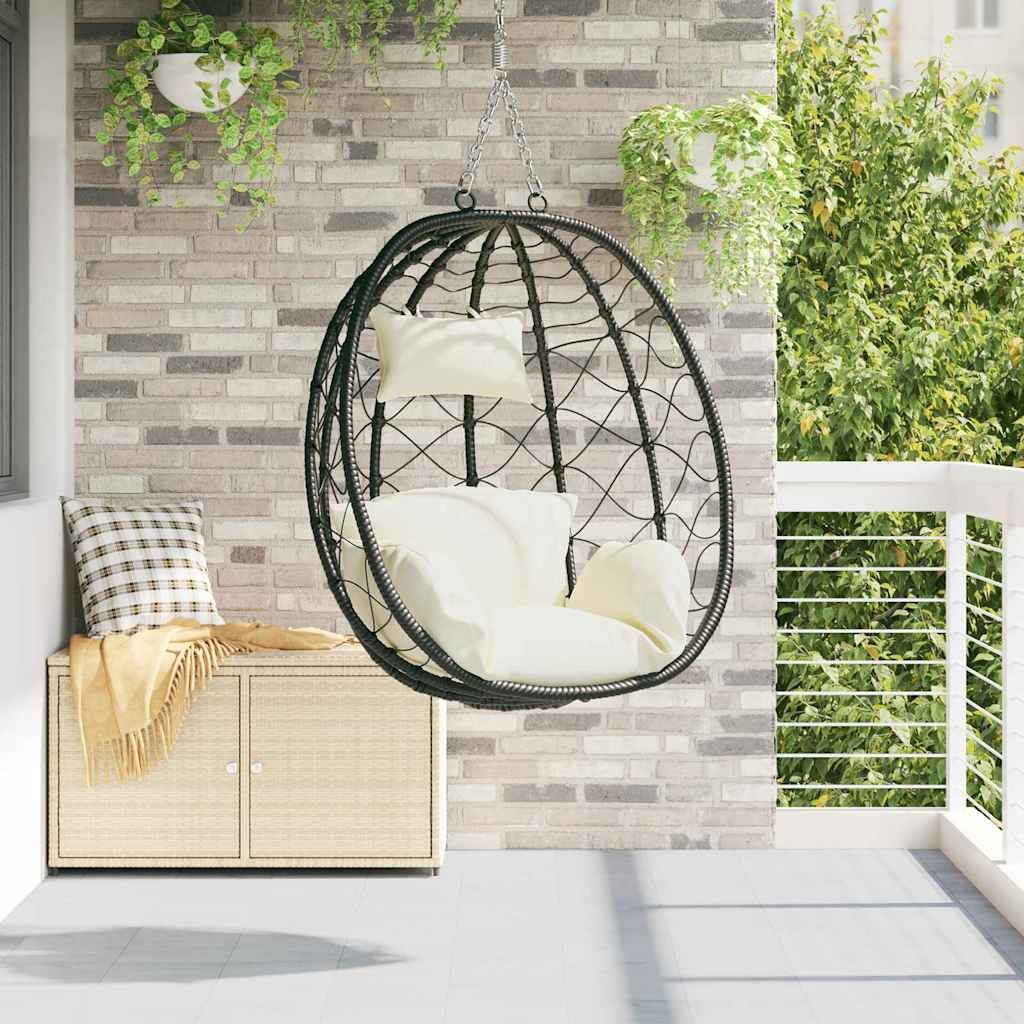 vidaXL Hängendes Ei-Stuhl Cremeweiß 91,5 x 54,5 x 107 cm Poly-Rattan
