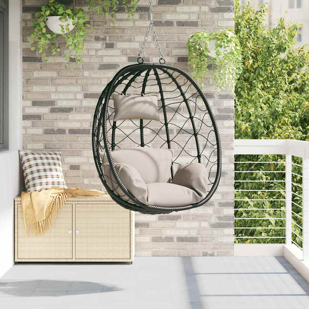 vidaXL Hängendes Ei-Stuhl Taupe 91,5 x 54,5 x 107 cm Poly-Rattan
