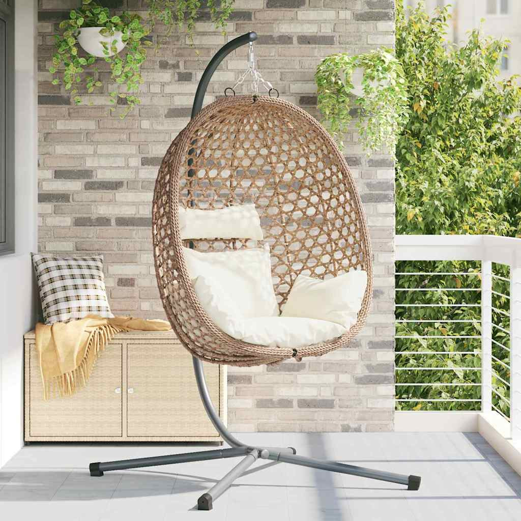 vidaXL Hängendes Ei-Stuhl Hellcreme 104 x 100 x 191 cm Poly-Rattan