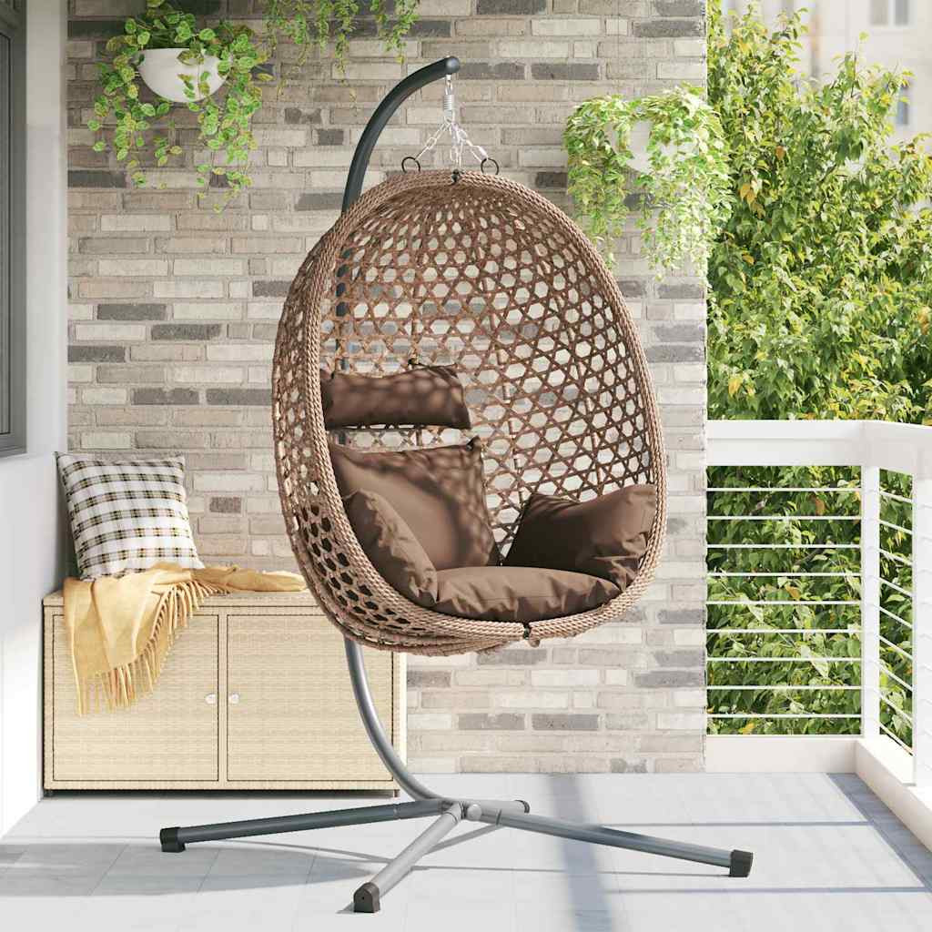 vidaXL Hängendes Ei-Stuhl Kaffeebraun 104 x 100 x 191 cm Poly-Rattan