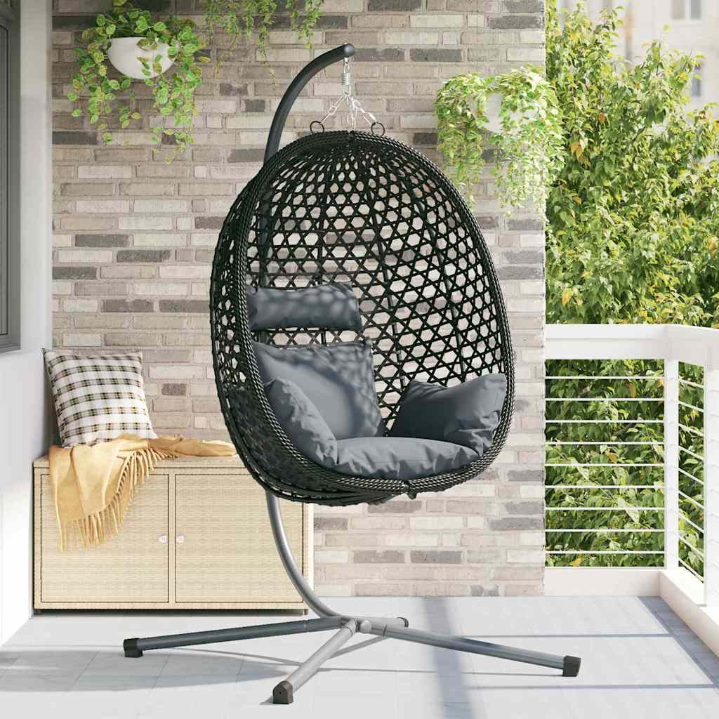 vidaXL Hängendes Ei-Stuhl Anthrazit und Schwarz 104 x 100 x 191 cm
