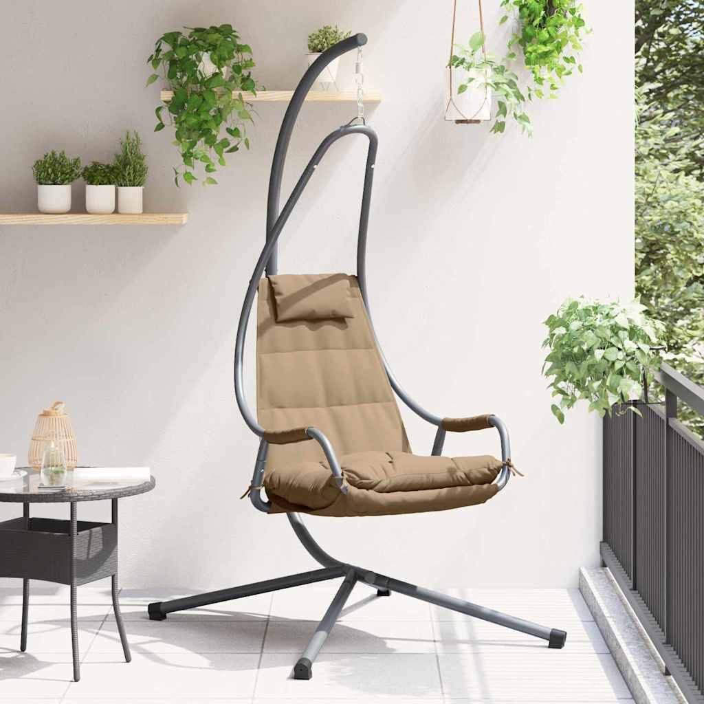 vidaXL Hängendes Ei-Stuhl Taupe 94 x 107 x 196,5 cm Stahl