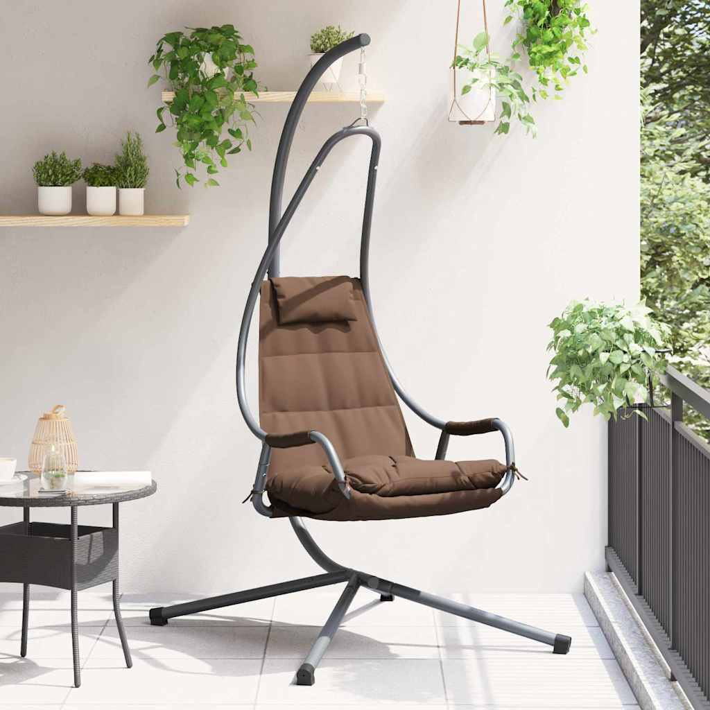 vidaXL Hängendes Ei-Stuhl Kaffeebraun 94 x 107 x 196,5 cm Stahl