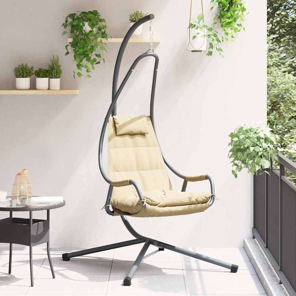 vidaXL Hängendes Ei-Stuhl Beige 94 x 107 x 196,5 cm Stahl