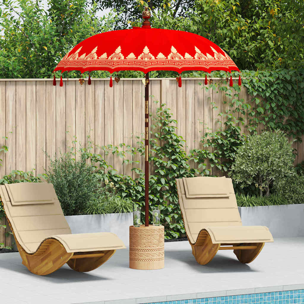 vidaXL Balinesischer Sonnenschirm Rot 185 x 185 x 260 cm