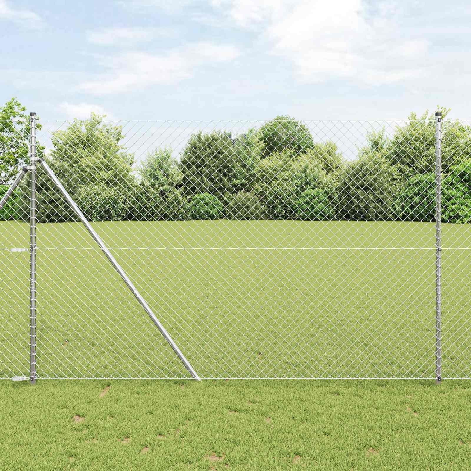 vidaXL Kettenzaun 10 x 1,5 m Verzinkter Stahl Silber