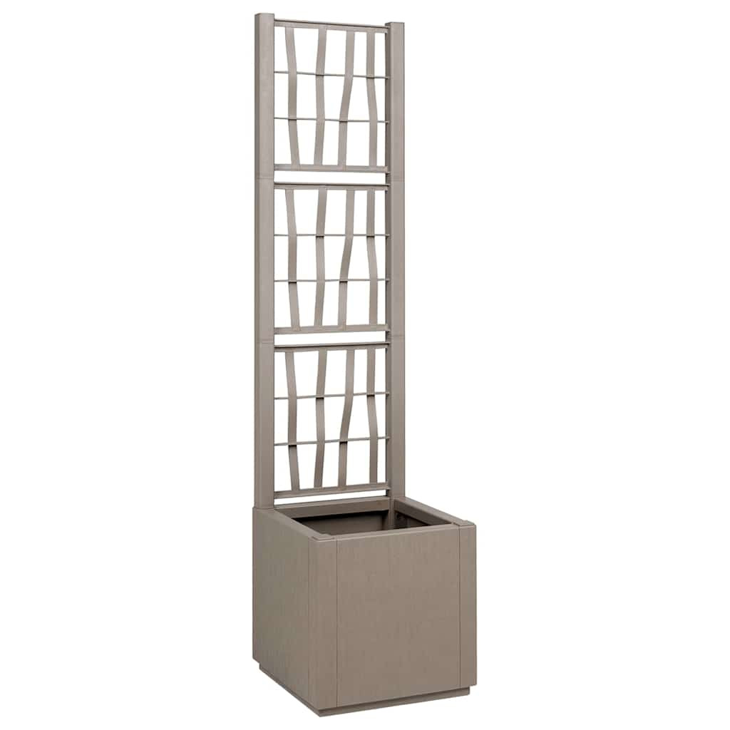 vidaXL Gartenpflanzer mit Gitter Hellbraun 36 x 36 x 140 cm PP