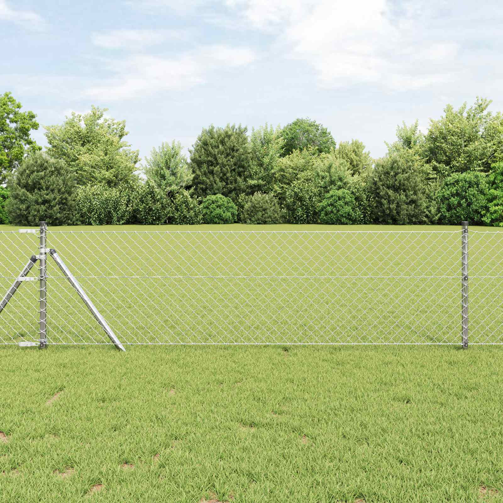 vidaXL Kettenzaun 25 x 0,4 m Verzinkter Stahl Silber