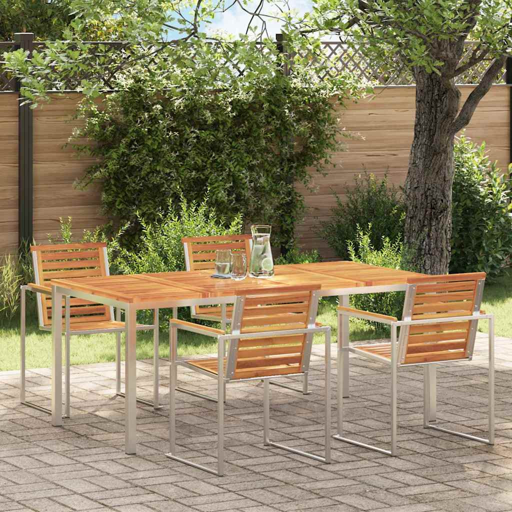 vidaXL Esstisch 180x90x75 cm Massives Akazienholz und Edelstahl