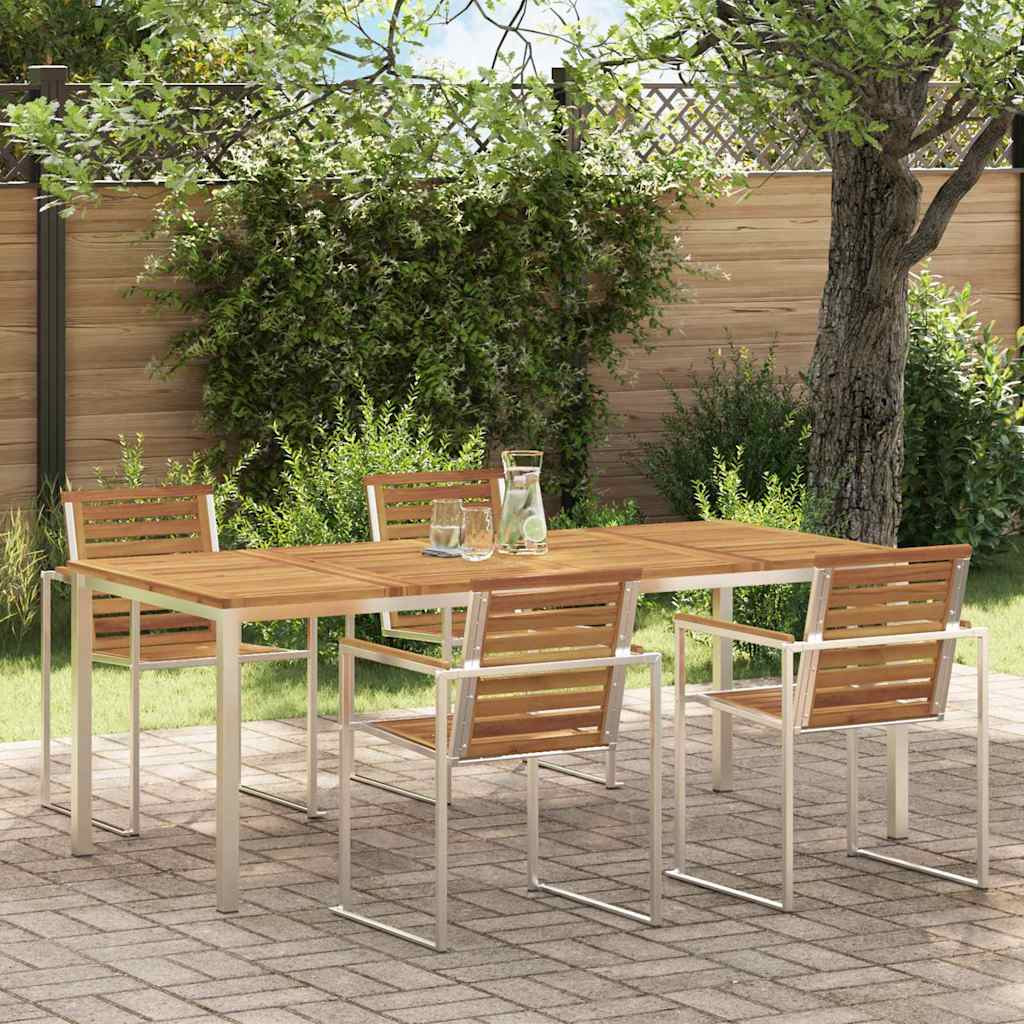 vidaXL Esstisch 200x90x75 cm Massives Akazienholz und Edelstahl