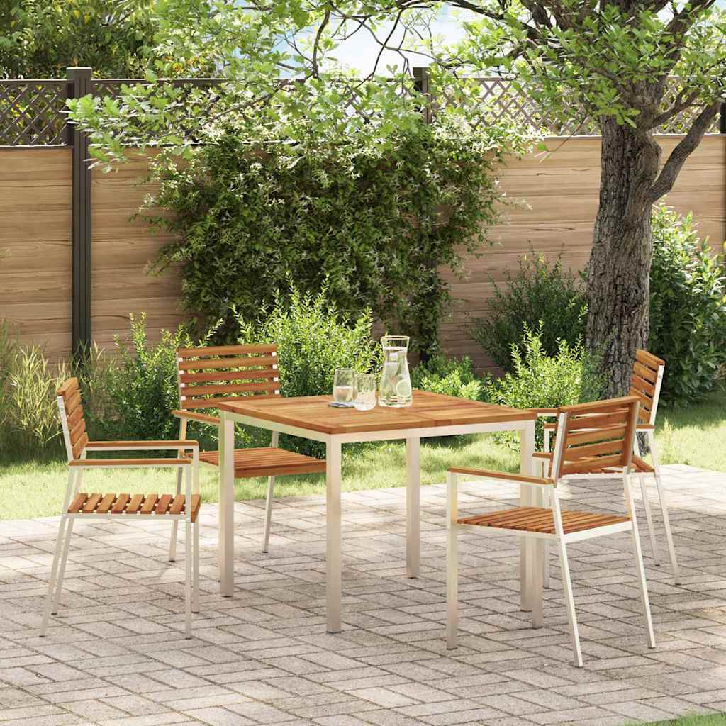vidaXL Gartenstuhl 4 pcs Massives Akazienholz und Edelstahl