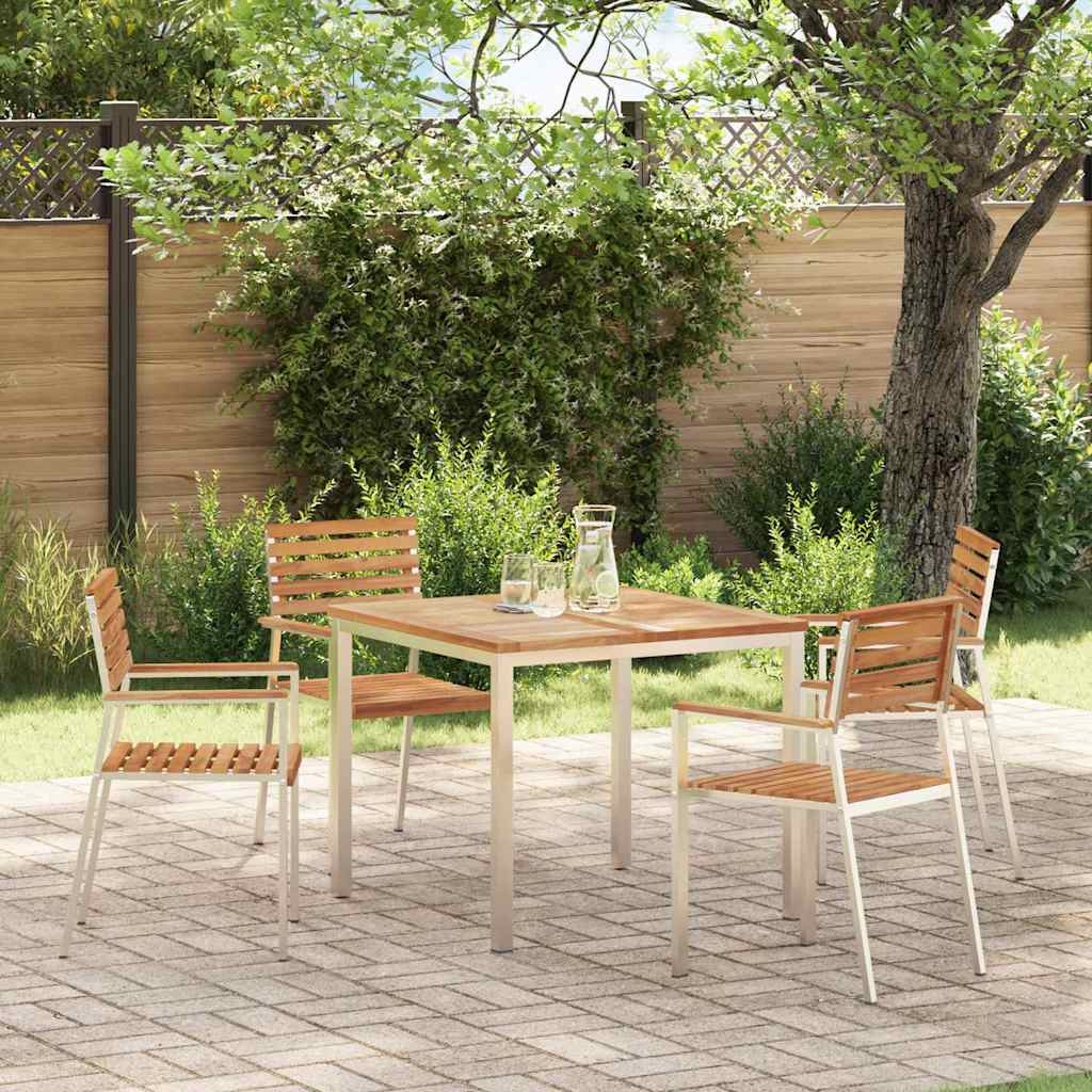 vidaXL Gartenstuhl 4 pcs Massives Teakholz und Edelstahl