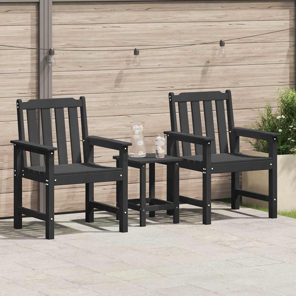 vidaXL Garten-Esszimmerstuhl 2 pcs Schwarz 65,5 x 59 x 88 cm HDPE