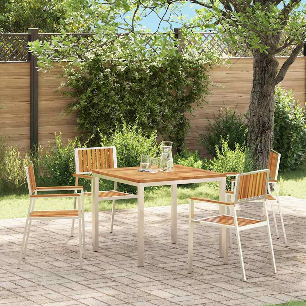 vidaXL Gartenstuhl 4 pcs Massives Akazienholz und Edelstahl