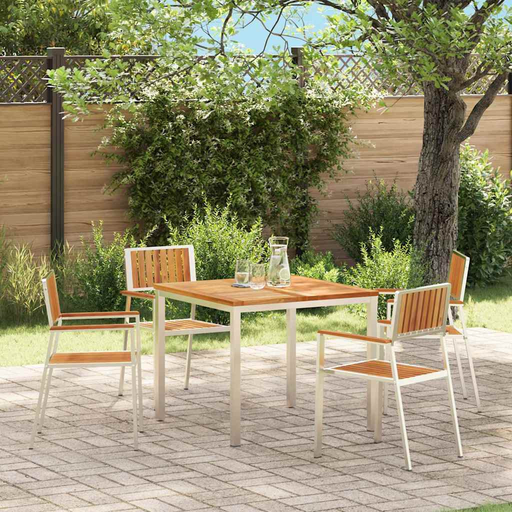 vidaXL Gartenstuhl 4 pcs Massives Teakholz und Edelstahl