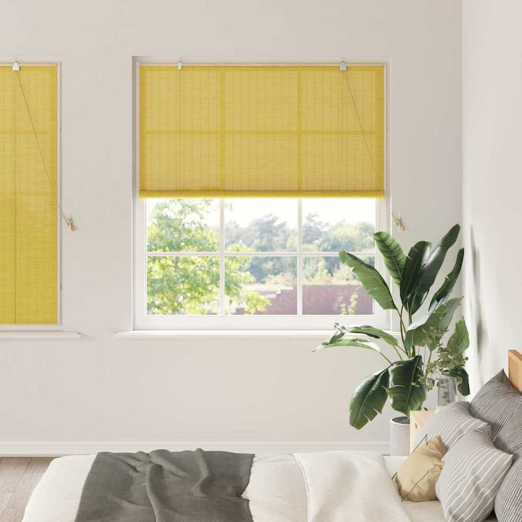 vidaXL Rollo Gelb 150 x 160 cm Bambus