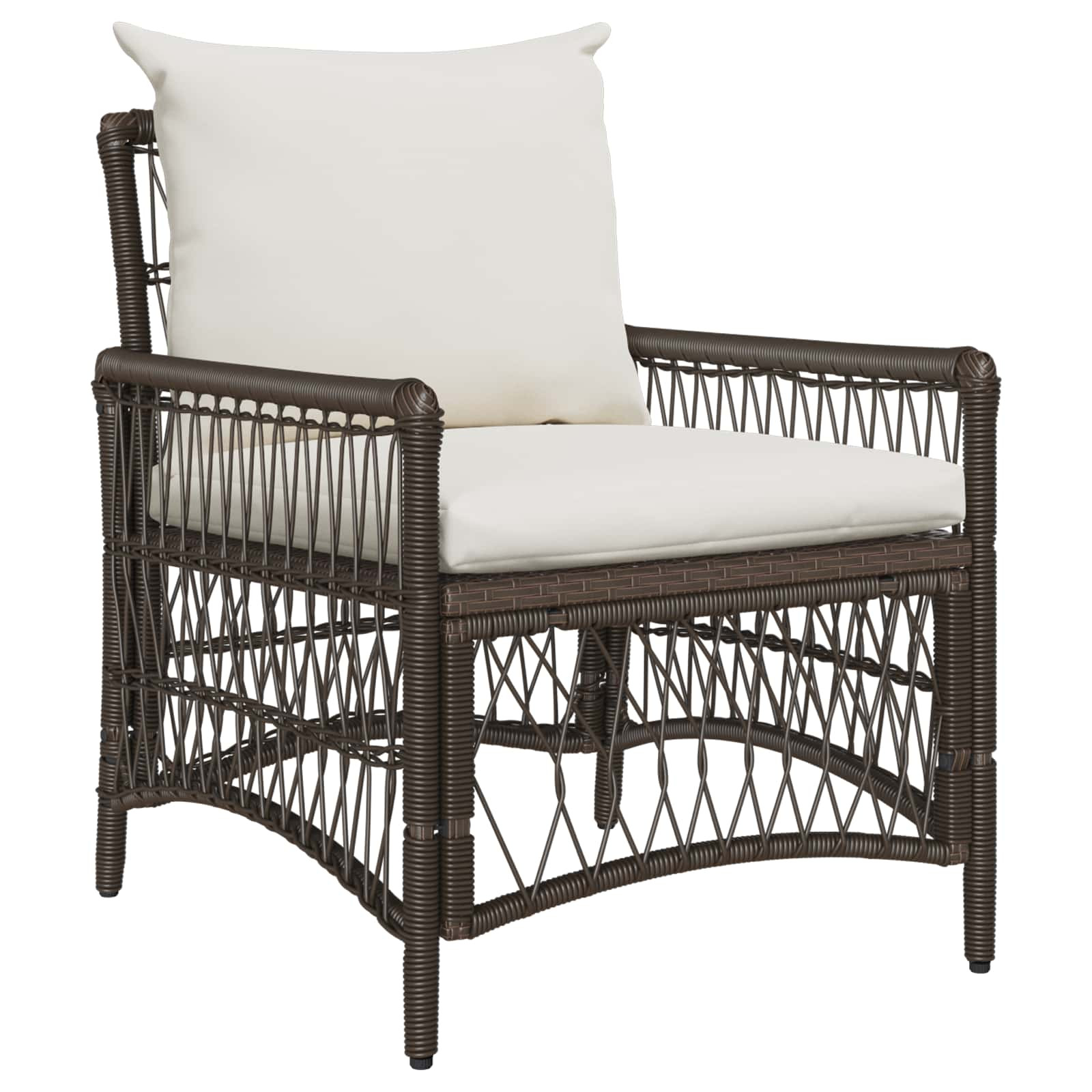 vidaXL Gartenstuhl mit Kissen Braun 73 x 61 x 77 cm Poly-Rattan