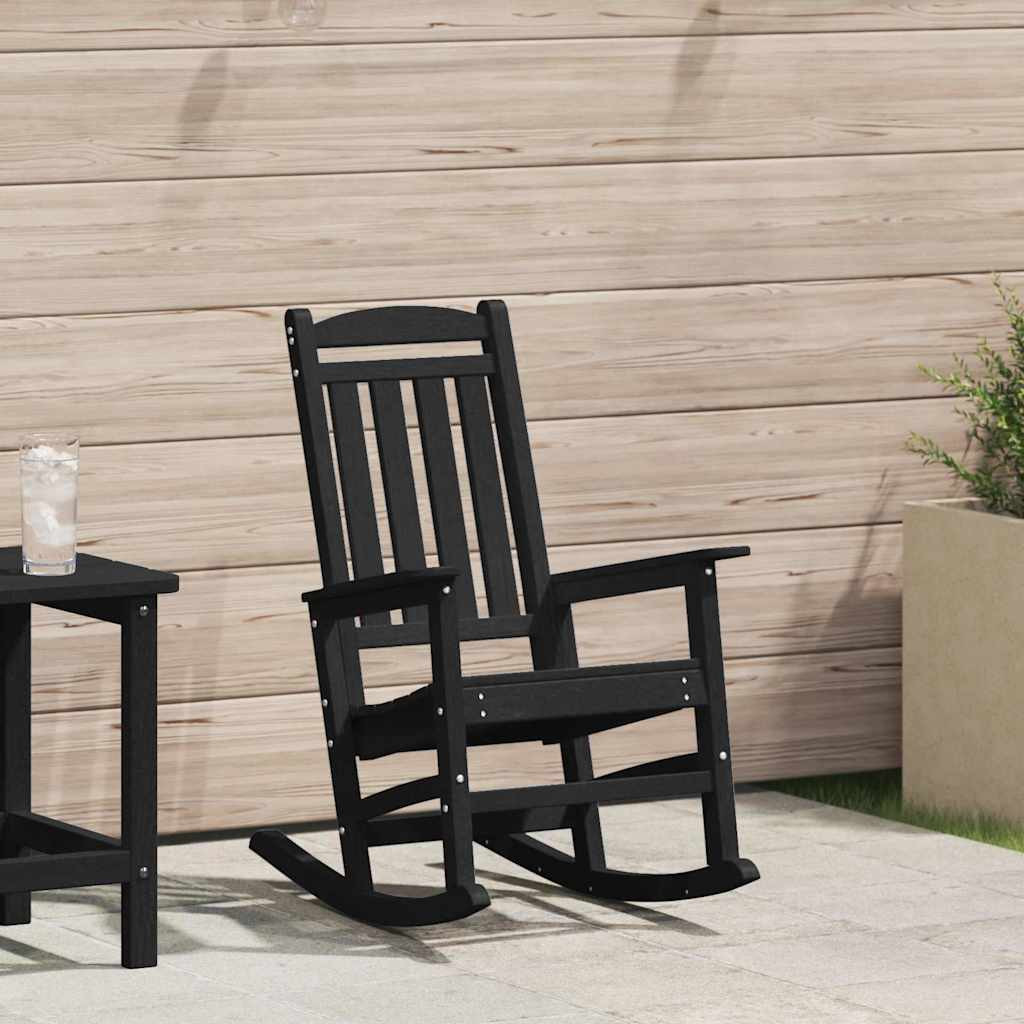 vidaXL Schaukelstuhl für den Garten Schwarz 92 x 70 x 108cm HDPE