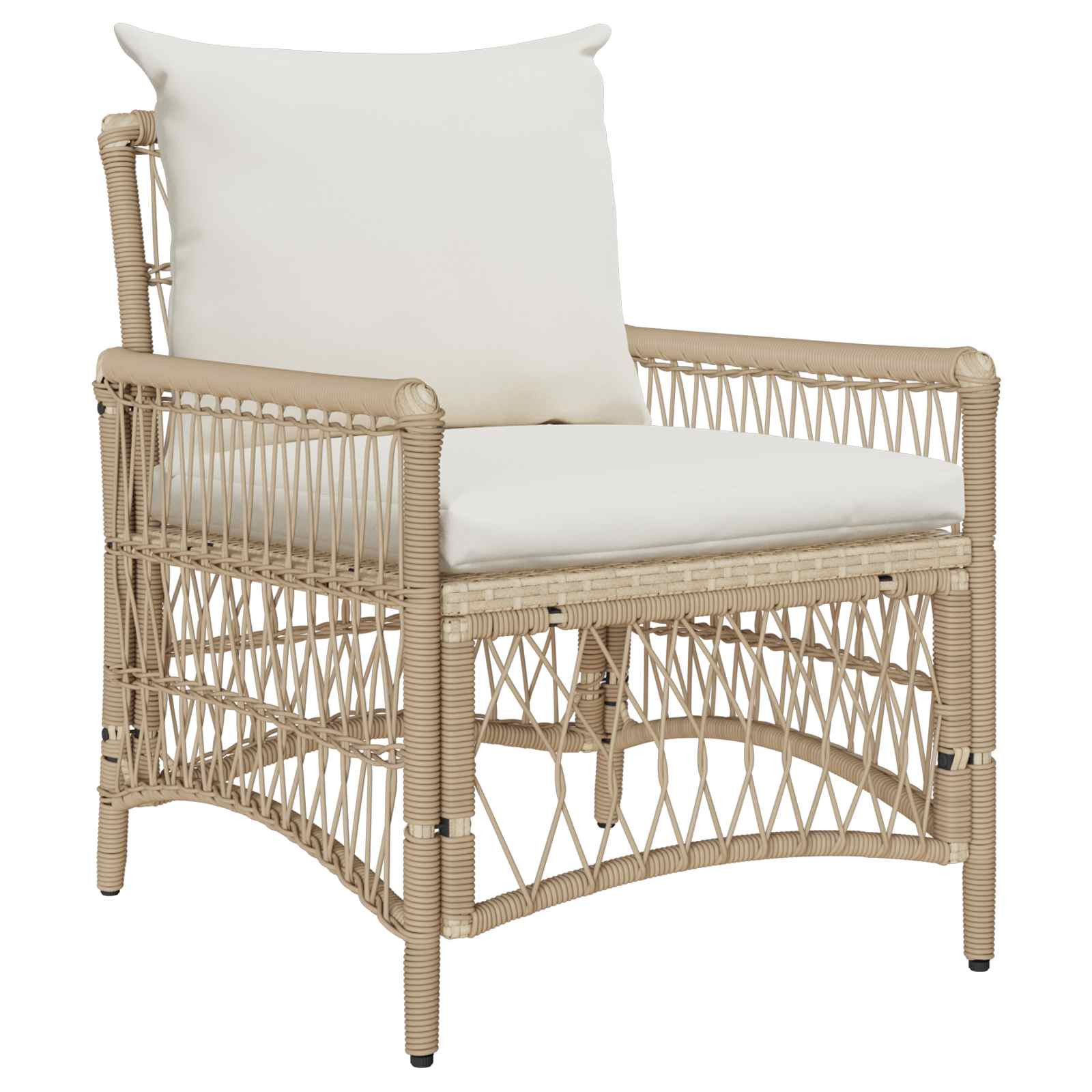 vidaXL Gartenstuhl mit Kissen Beige 73 x 61 x 77 cm Poly-Rattan