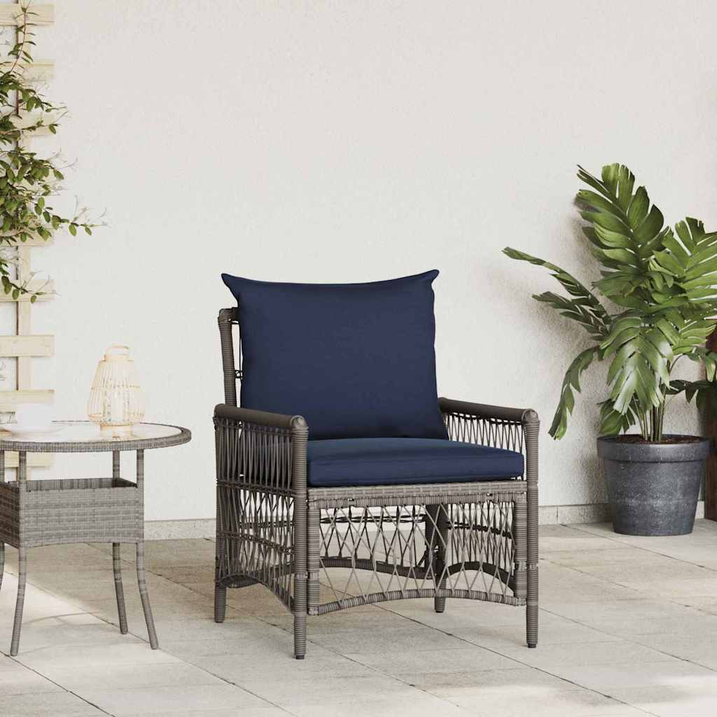 vidaXL Gartenstuhl mit Kissen Grau 73 x 61 x 77 cm Poly-Rattan