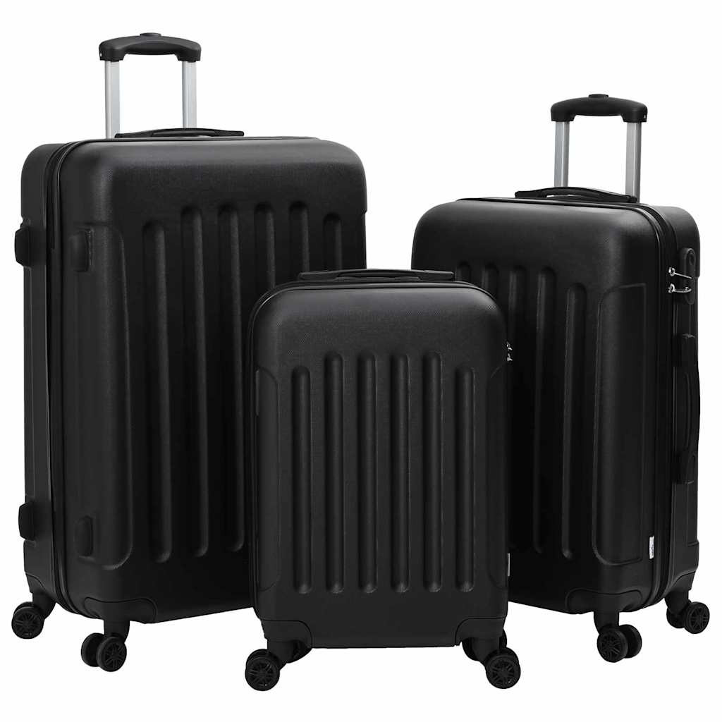 vidaXL Koffer mit Schloss 3 pcs Schwarz 50 x 31 x 78 cm ABS Kunststoff