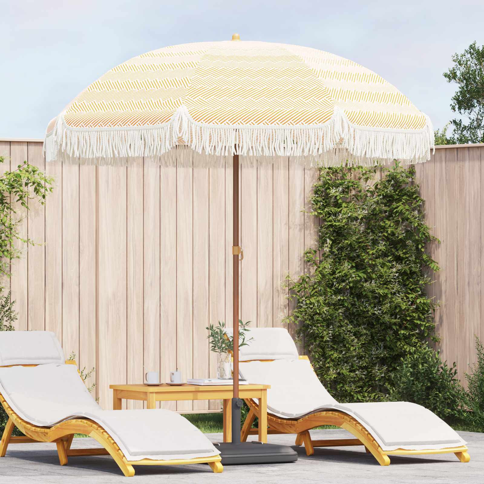 vidaXL Strandparasol Gelb und Weiß 205 x 205 x 210 cm