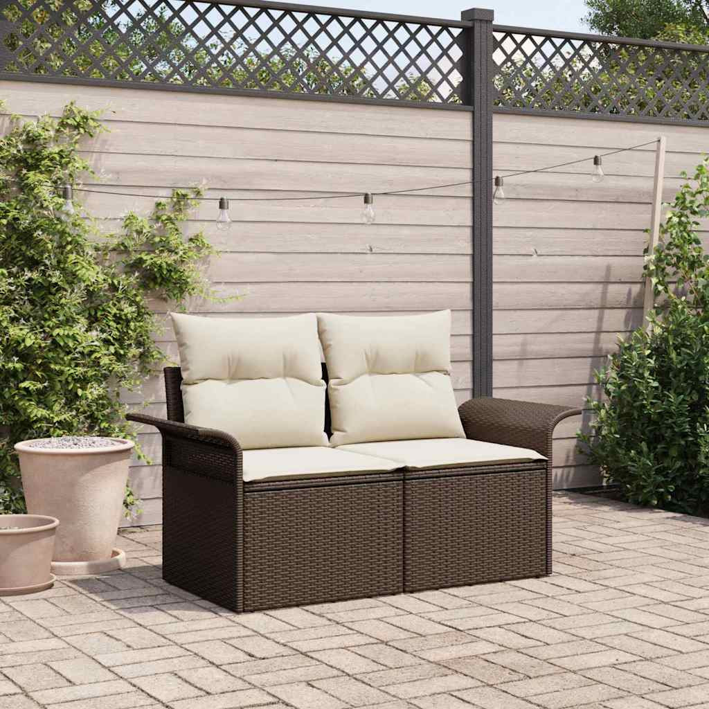 vidaXL Gartensofa mit Kissen Braun 141 x 62 x 69cm Poly-Rattan