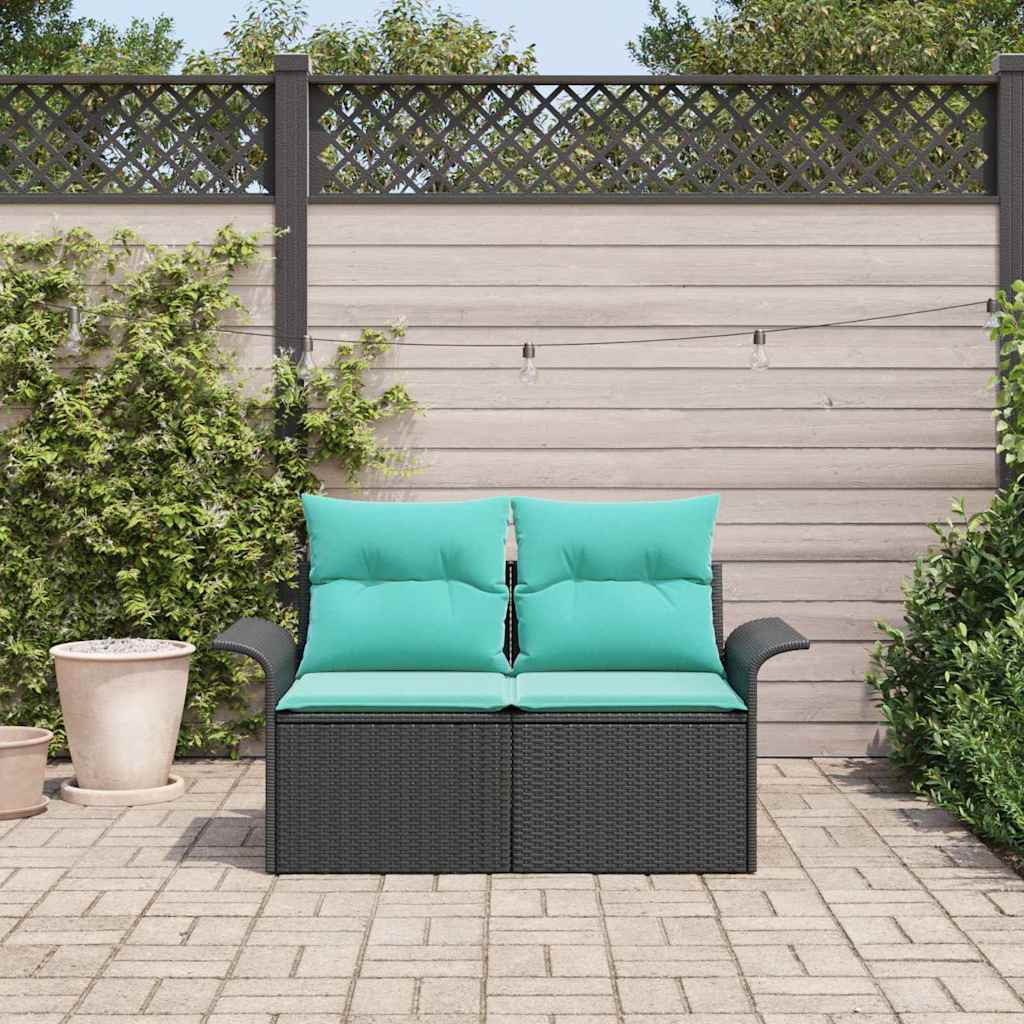 vidaXL Garten-Sofa mit Kissen 141 x 62 x 69 cm Poly-Rattan